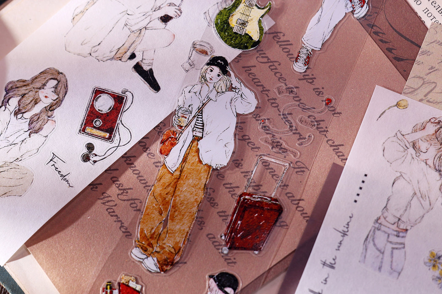 XiaoBaiJia Minimalist Style【Free Wind】Light Retro Orginal Design Washi Pet Tape Landscape Stickers