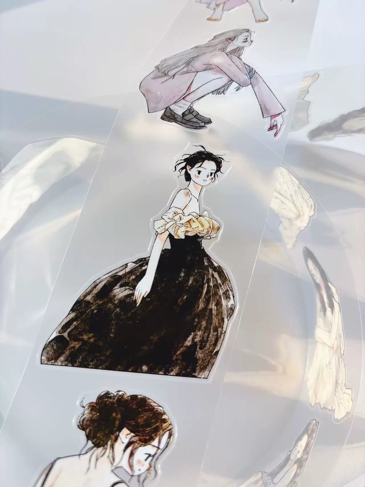 Kaixiaoxun Vol11【Light Skirt Pick Up】 Pre-Cut Long Loop Washi/Matte PET Tape for Scrapbook Supplies,Junk Journal Supplies