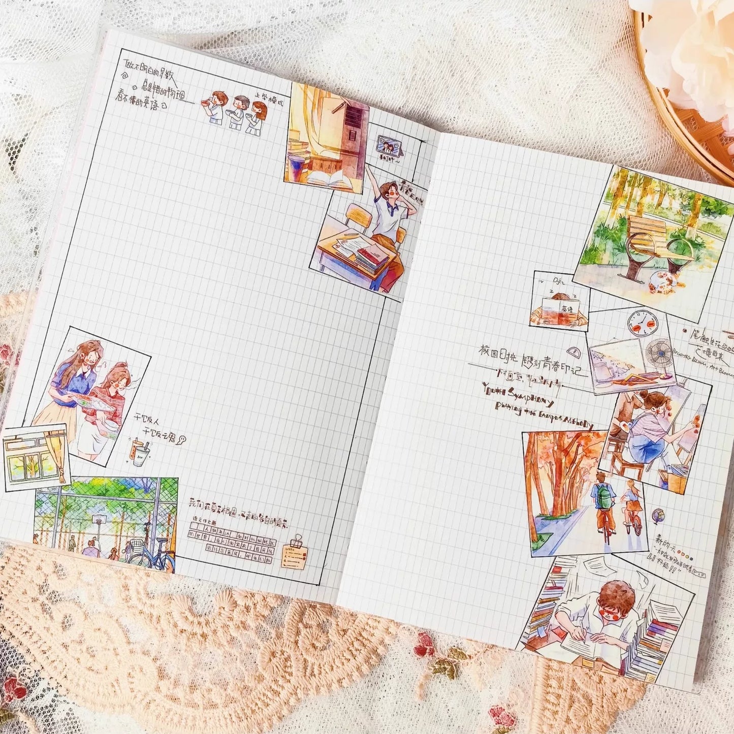 XingXing【Memoir】 Pre-cut Light Retro Campus Youth Washi/PET Tape