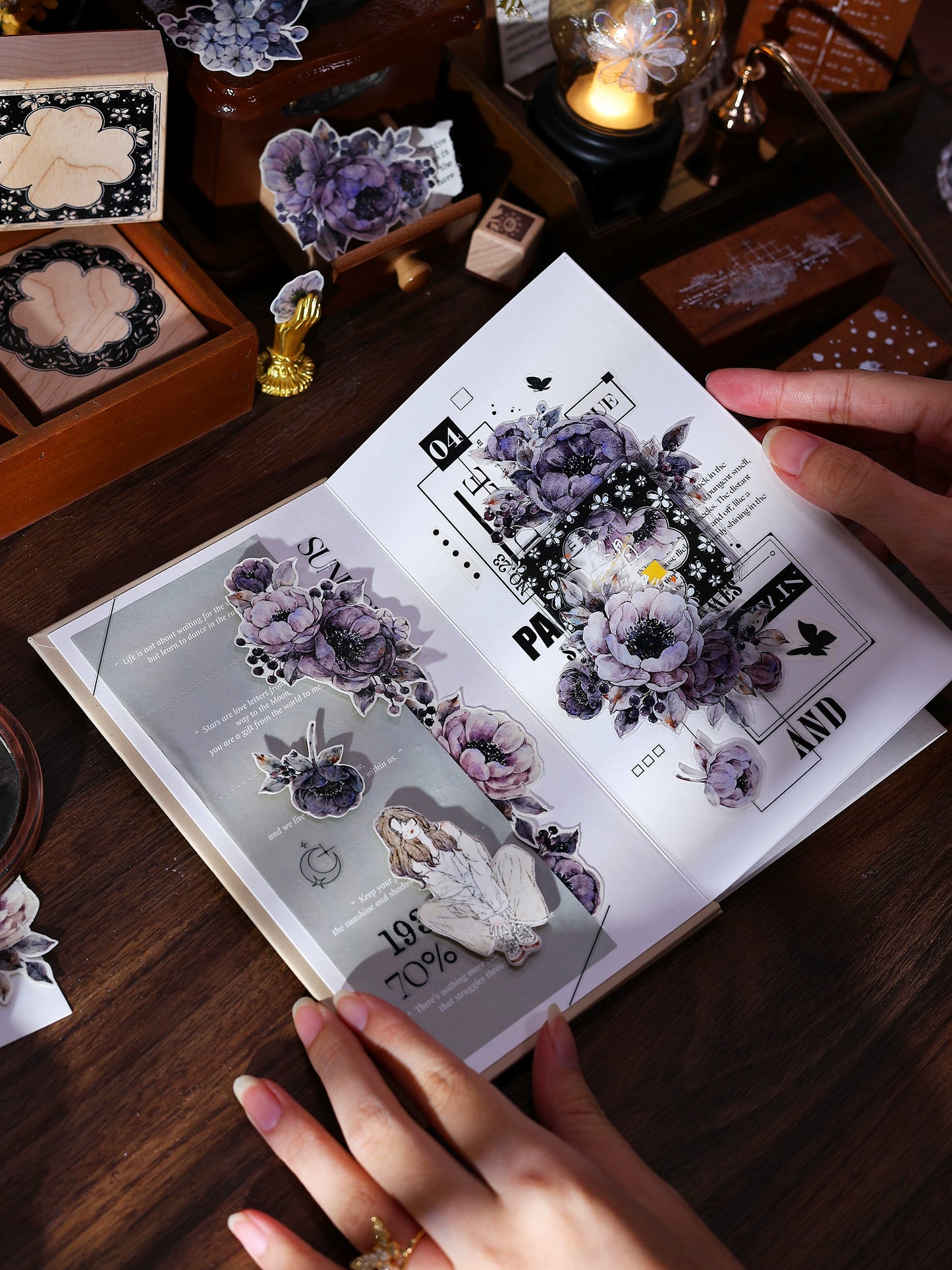 XiaoBaiJia【Night Breeze】Light Retro Orginal Design Washi Pet Tape Landscape Stickers