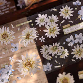 XiaoBaiJia【Franju】【 Floating Light Warm Orange】Orginal Design Washi/Pet Floral Tape Light Retro Landscaping Stickers