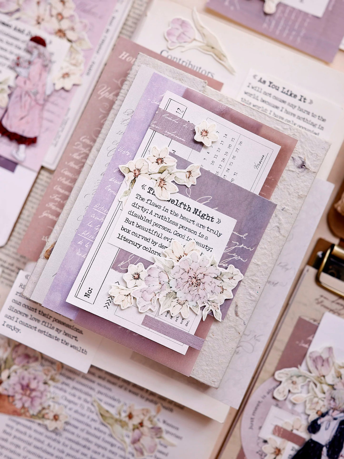 XiaoBaiJia Salt Series【Smoky Purple】Pre-cut Orginal Design Washi/Pet Tape Light Retro Stickers