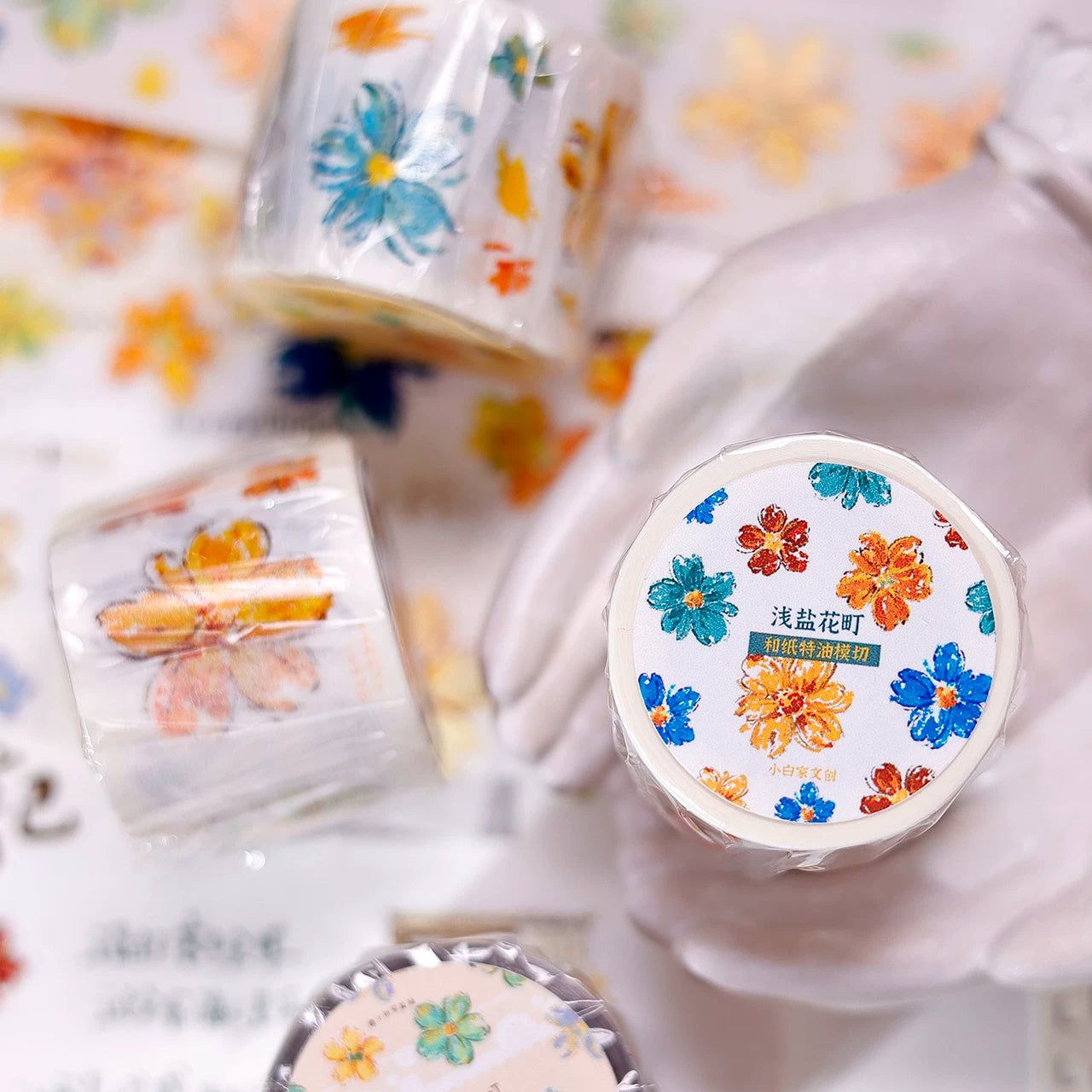 XiaoBaiJia Salt Series【Shallow Salt Flower Town】Pre-cut Orginal Design Flora Washi/Pet Tape Light Retro Stickers