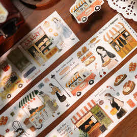 YiEr Vol17【Daily Life at the Bakery】Kiss-cut Light Retro Base Washi Tape and PET Stickers