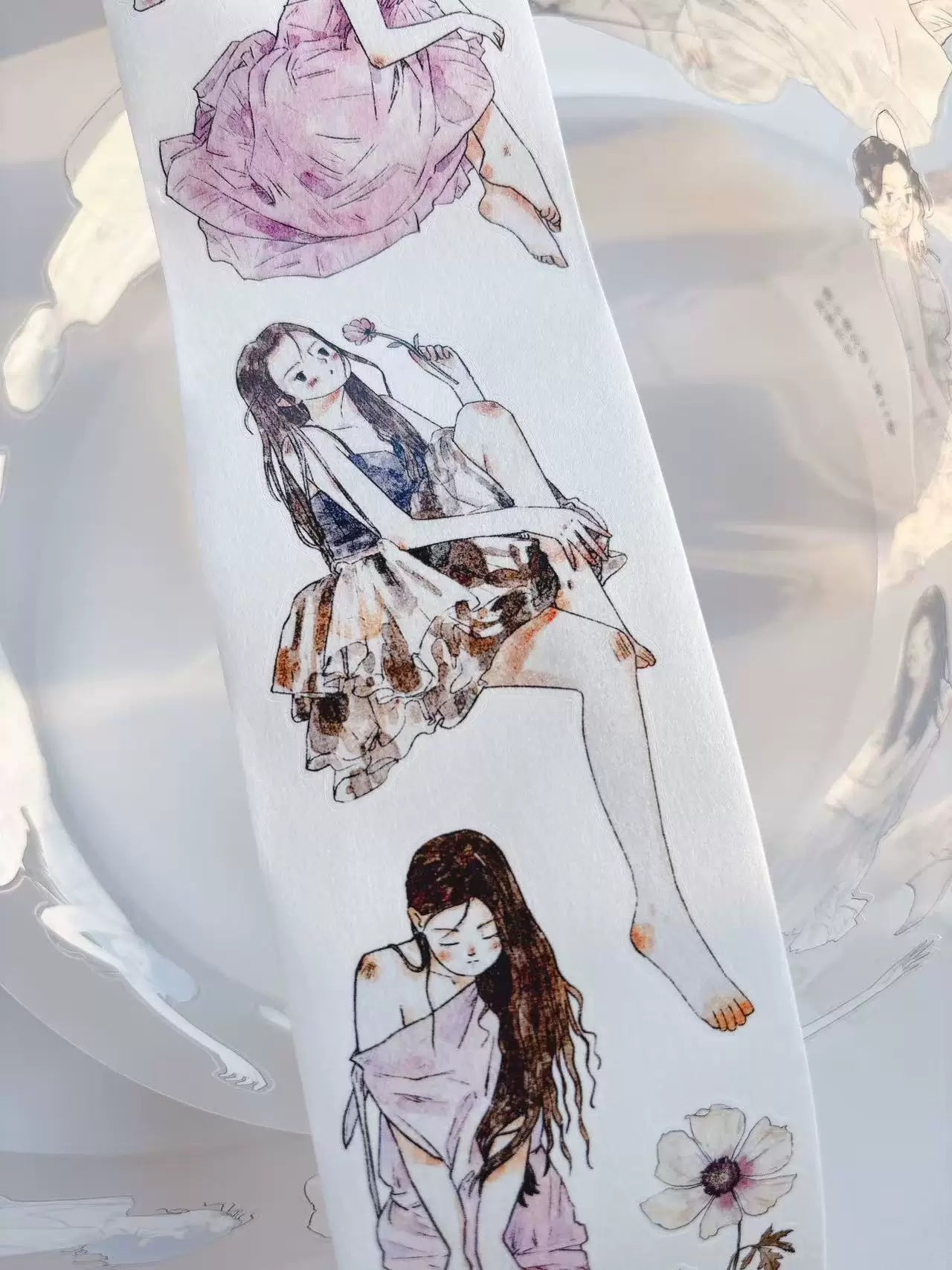Kaixiaoxun Vol11【Light Skirt Pick Up】 Pre-Cut Long Loop Washi/Matte PET Tape for Scrapbook Supplies,Junk Journal Supplies