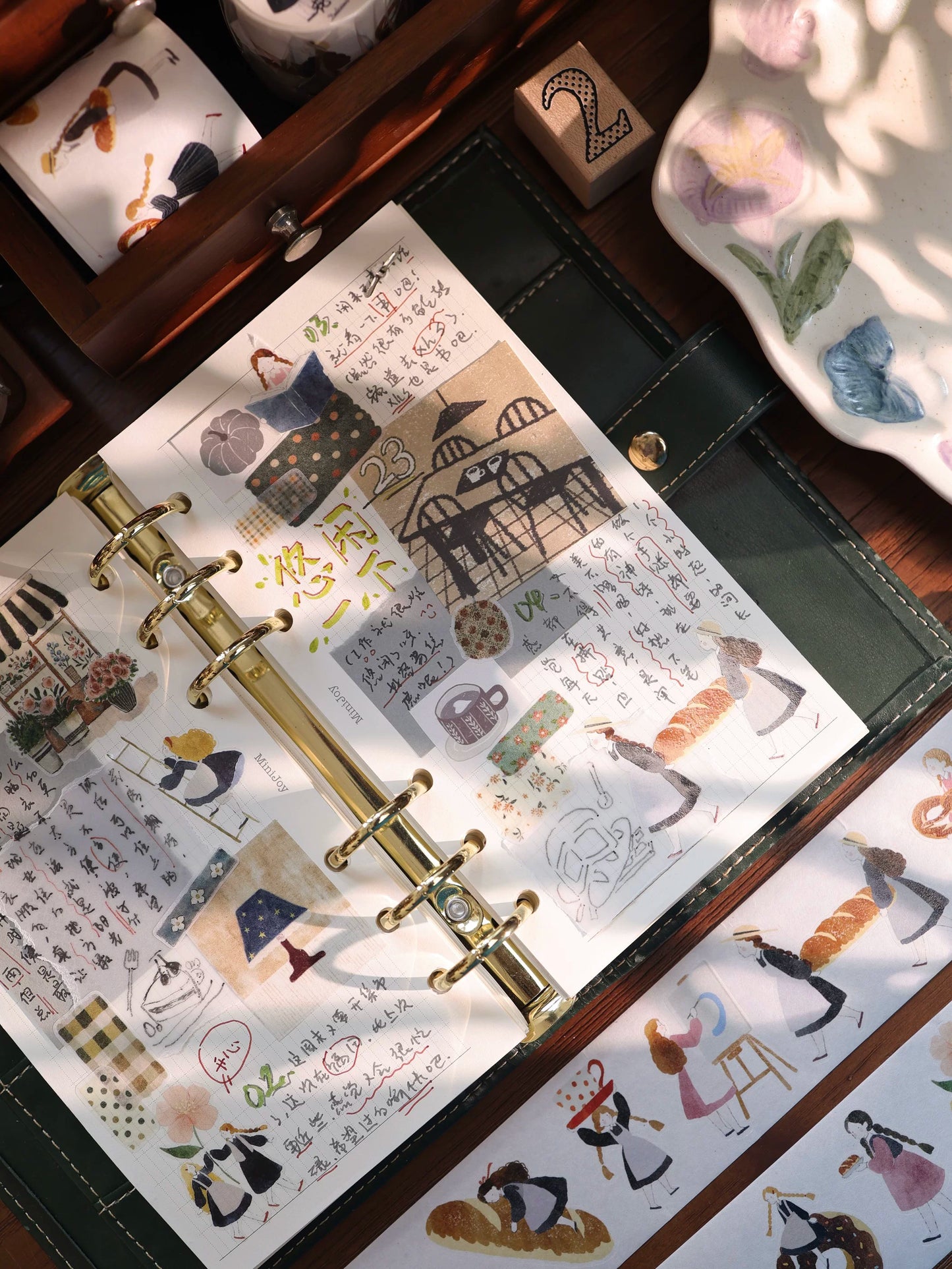 YiEr Vol8【Flower Eating Leisure】Salt Series Pre-cut Orginal Design Washi Tape and PET Stickers