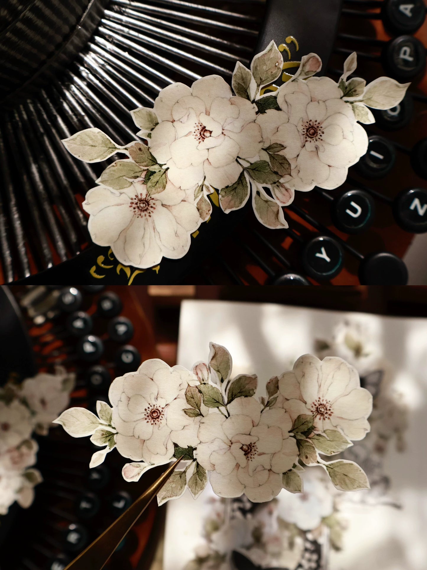 YiEr Vol15【Moonlight Rose】Orginal Design Pre-cut Washi/Pet Floral Tape Light Retro Landscaping Stickers