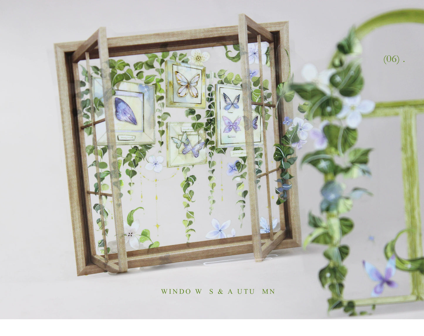 Moodtape【A Window With Autumn Border】window Landscape Frame Original Design Washi/Pet Tape Stickers,for Scrapbook Supplies,Scrapbook Tape Stickers,Junk Journal Supplies