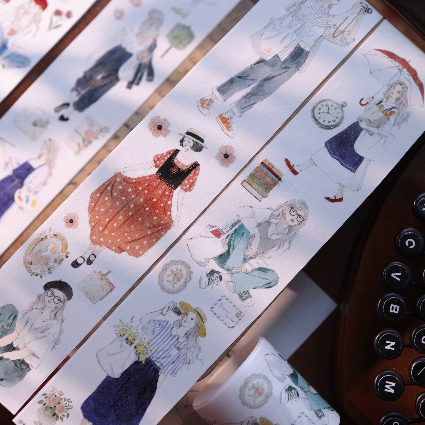 YiEr Vol17【Girl's Notebook】Kiss-cut Character Washi Tape and PET Stickers