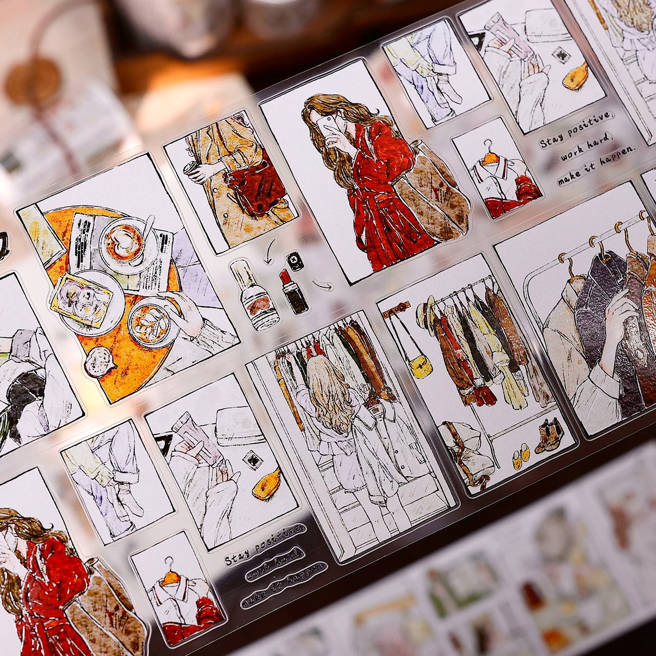 XiaoBaiJia Salt Series【Fengge Manji】Pre-cut Orginal Design Comic-style Daily Life Washi/Pet Tape Light Retro Stickers
