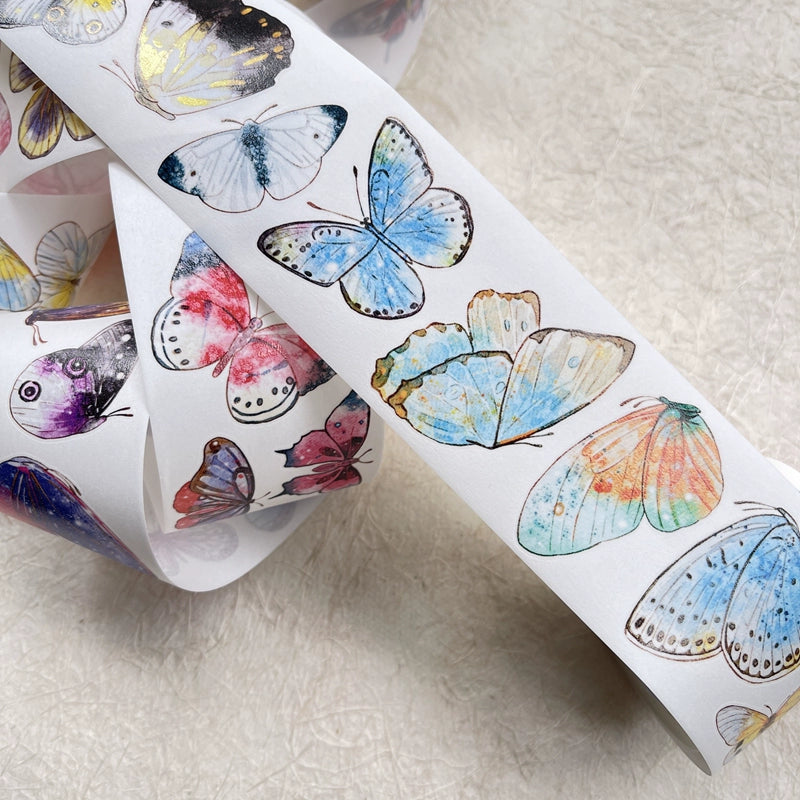 DingDing Vol8【28#Butterfly】Original Character Design Vintage Casualness Girl Washi/PET Tape Stickers, for Scrapbook Supplies,Scrapbook Tape Stickers,Junk Journal Supplies