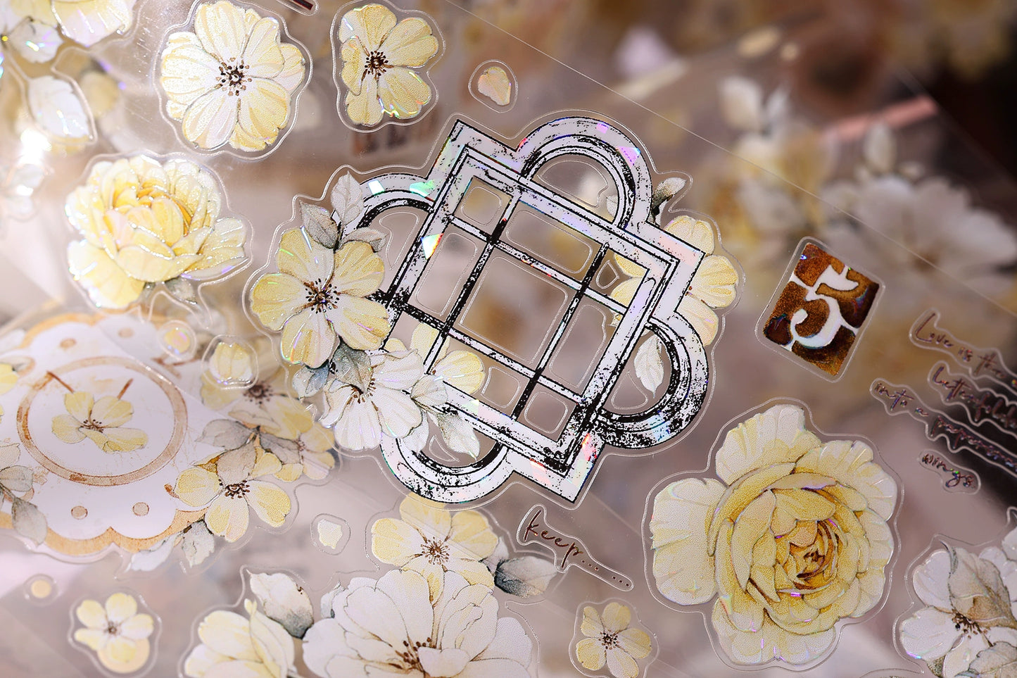 XiaoBaiJia【Yellow Rose】Light Retro Orginal Design Washi Pet Tape Landscape Stickers