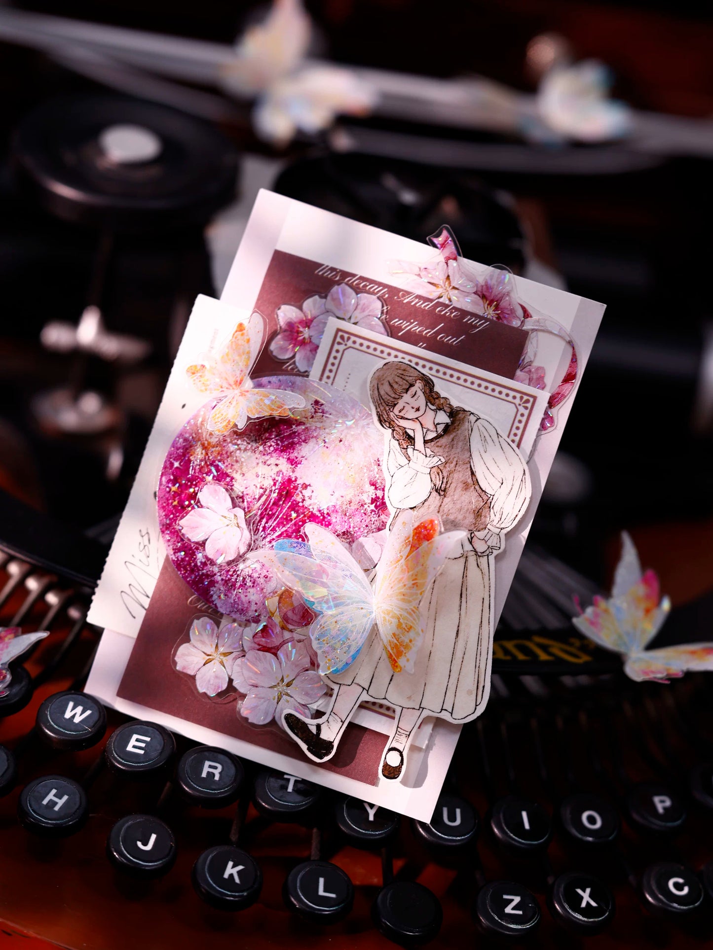 XiaoBaiJia Salt Series【Poetic Girl】Pre-cut Orginal Design Washi Pet Tape Light Retro Stickers