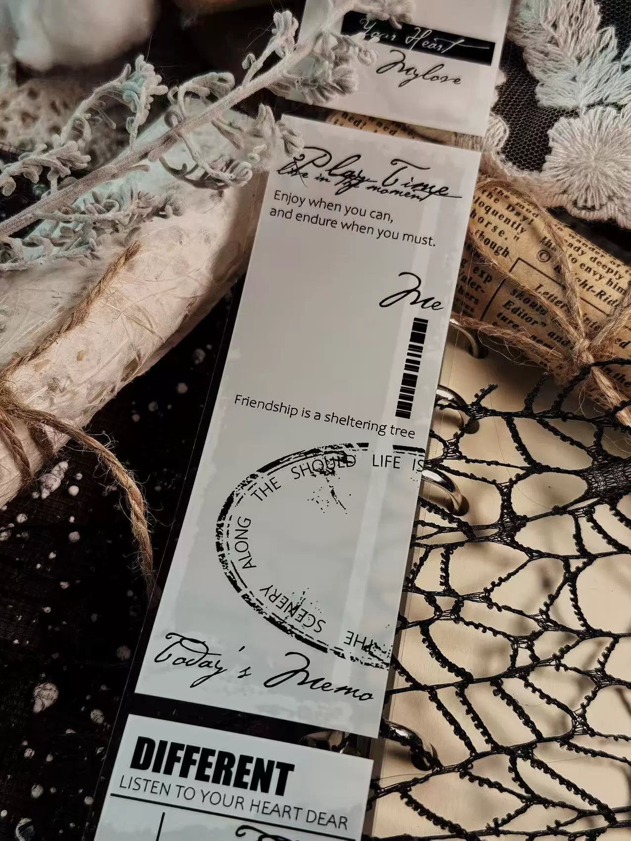 Linlanxi【Plain Semi Transparent Sticky Notes】Original Design Black and White Half Transparent Memo Washi/Pet Tape