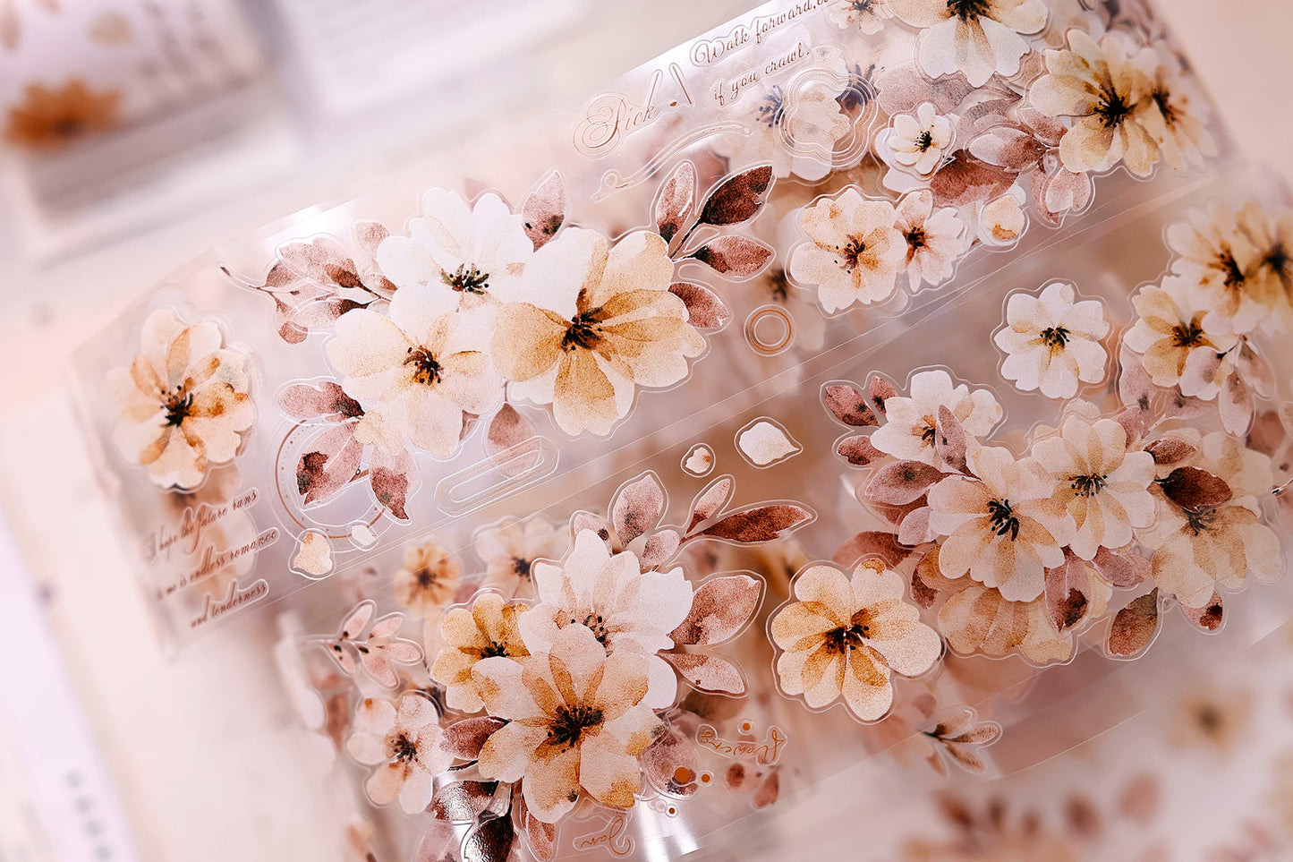 XiaoBaiJia Salt Series【Warm Yellow Fragrant Branches】Pre-cut Orginal Design Washi/Pet Tape Light Retro Stickers