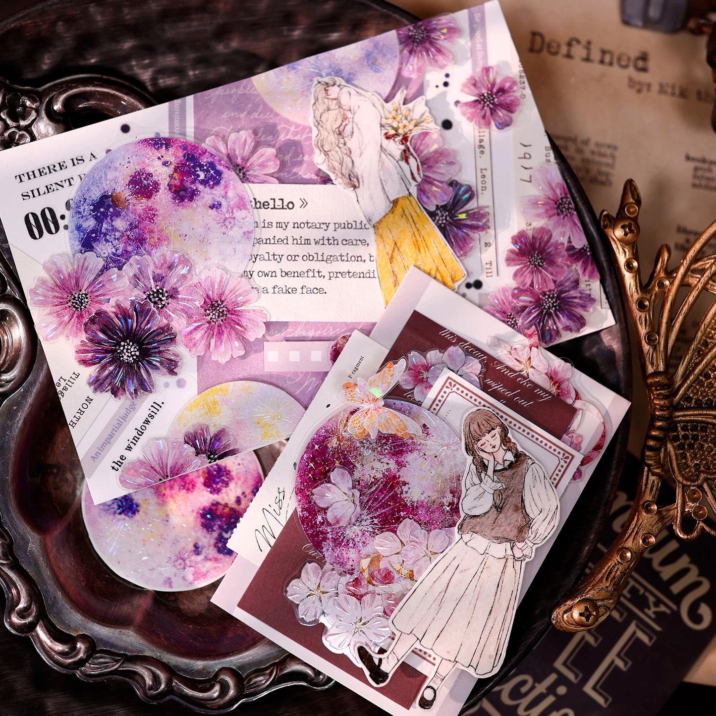 XiaoBaiJia【Starfall】Pre-cut Dream Planet Orginal Design Washi Pet Tape Light Retro Stickers