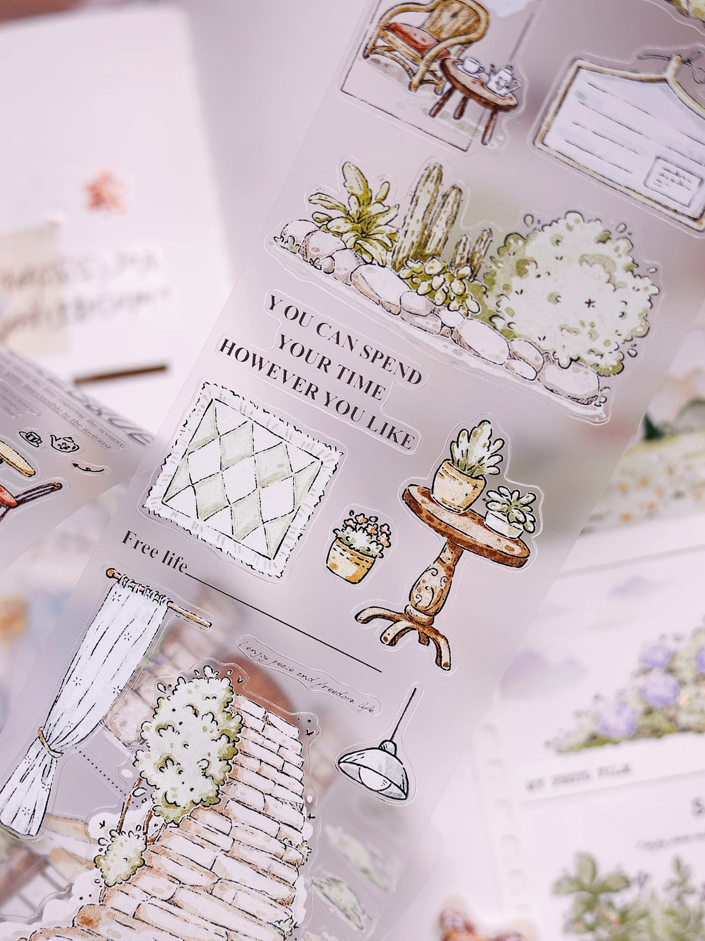 XiaoBaiJia Salt Series【Plain and Delicate】Pre-cut Orginal Design Washi/Pet Tape Light Retro Stickers