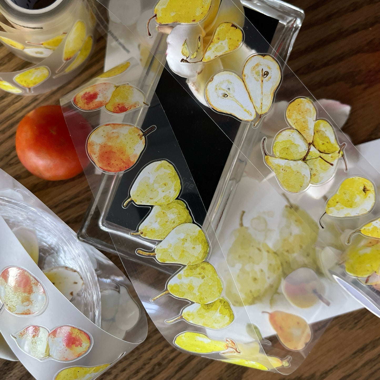 Seahorse Forest Vol7【A43#Big Pear】Original Design Pre-Cut Floral Washi/PET Tape Stickers,for Scrapbook Supplies,Journaling,Junk Journal,Bullet Journal,Planner Stickers