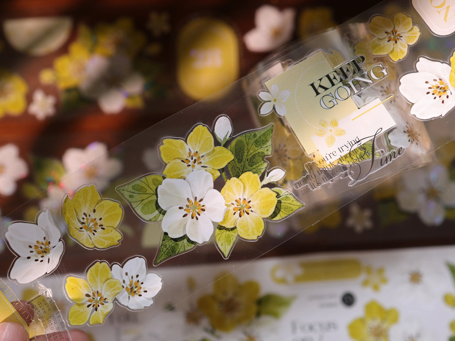 YiEr Vol17【Cream Pear Blossom】Kiss-cut Floral Washi Tape and PET Stickers