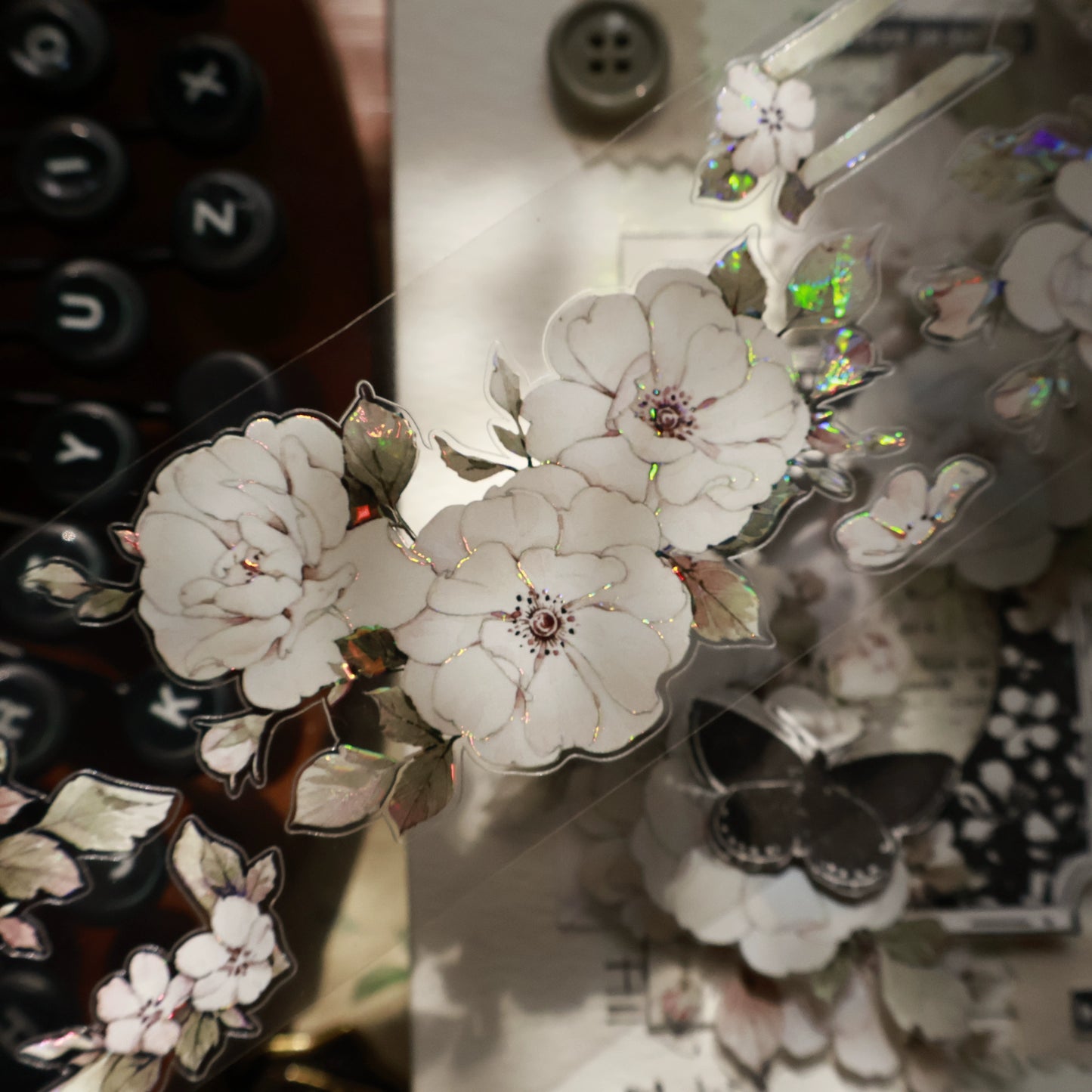 YiEr Vol15【Moonlight Rose】Orginal Design Pre-cut Washi/Pet Floral Tape Light Retro Landscaping Stickers