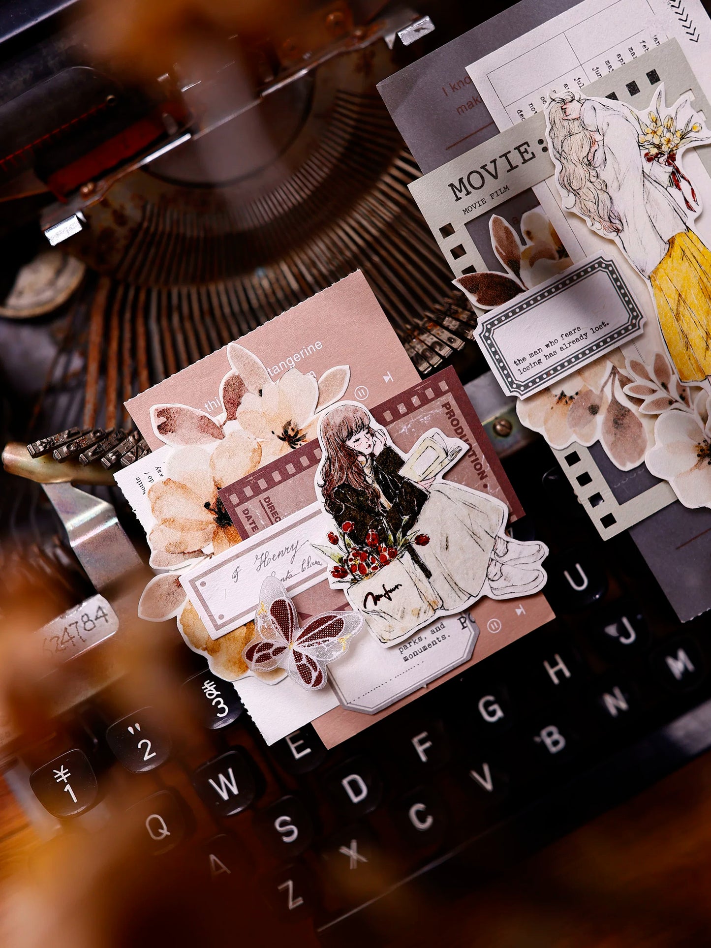 XiaoBaiJia Salt Series【Warm Yellow Fragrant Branches】Pre-cut Orginal Design Washi/Pet Tape Light Retro Stickers