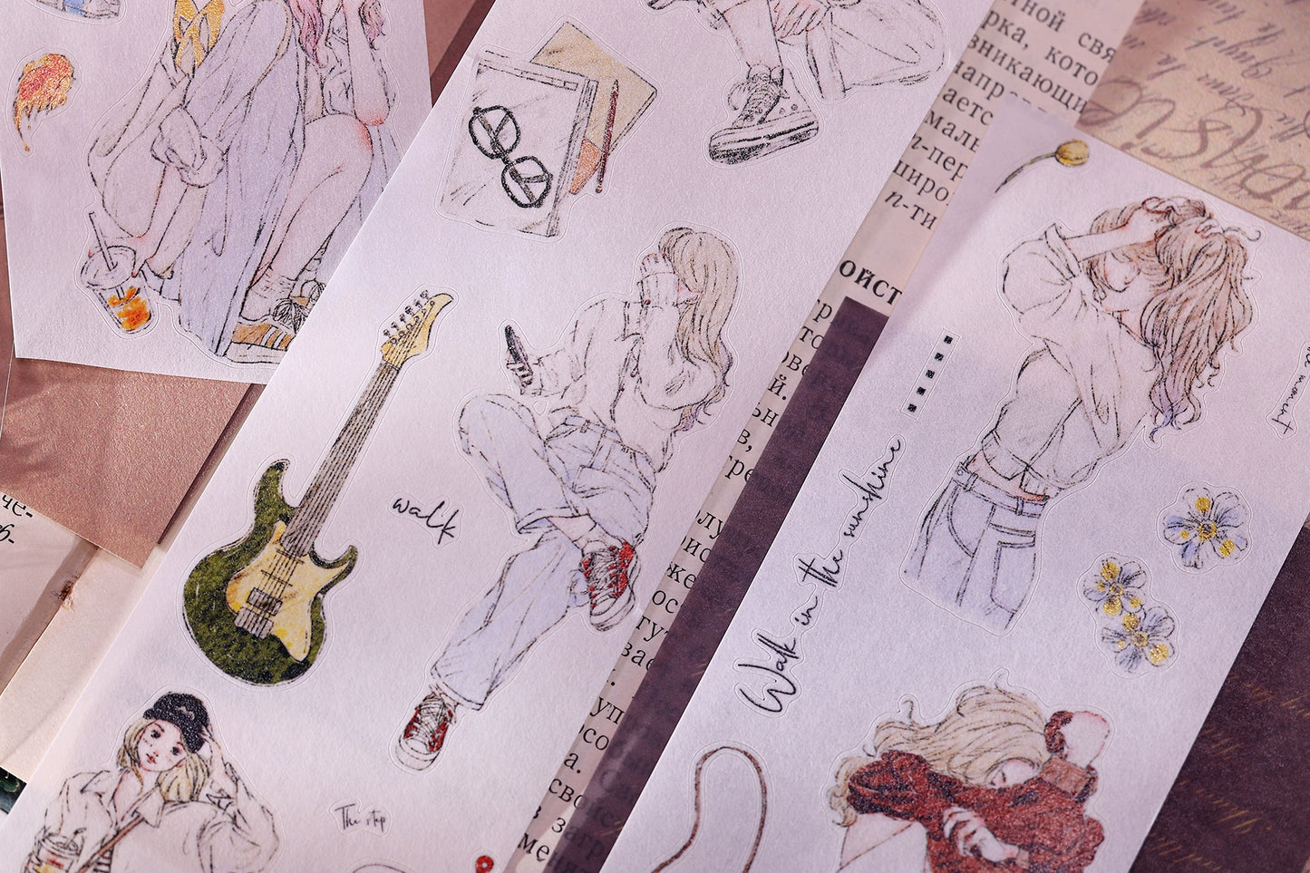 XiaoBaiJia Minimalist Style【Free Wind】Light Retro Orginal Design Washi Pet Tape Landscape Stickers