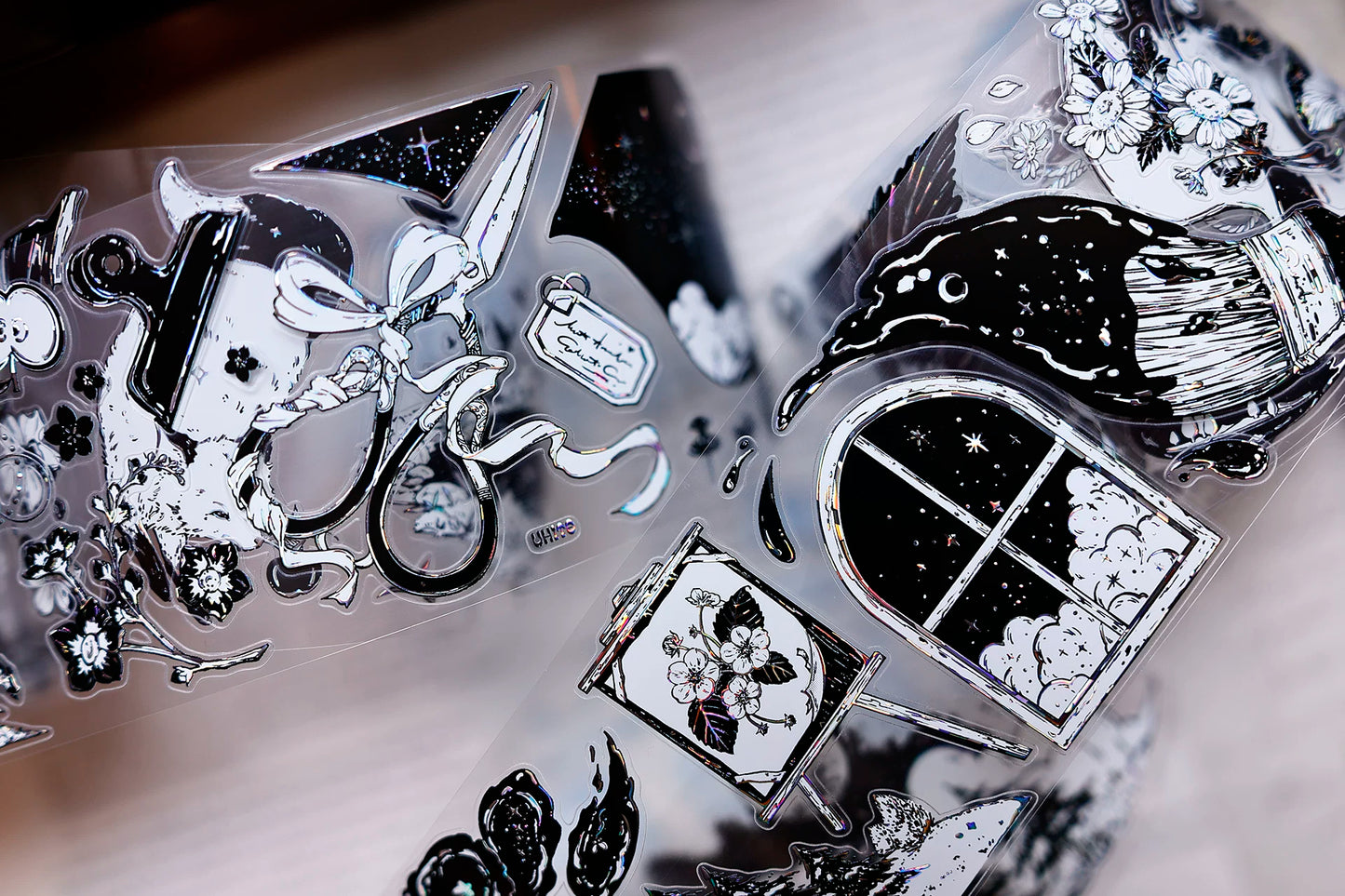 XiaoBaiJia Salt Series【Black and White Art World】Pre-cut Orginal Design Washi/Pet Tape Light Retro Stickers