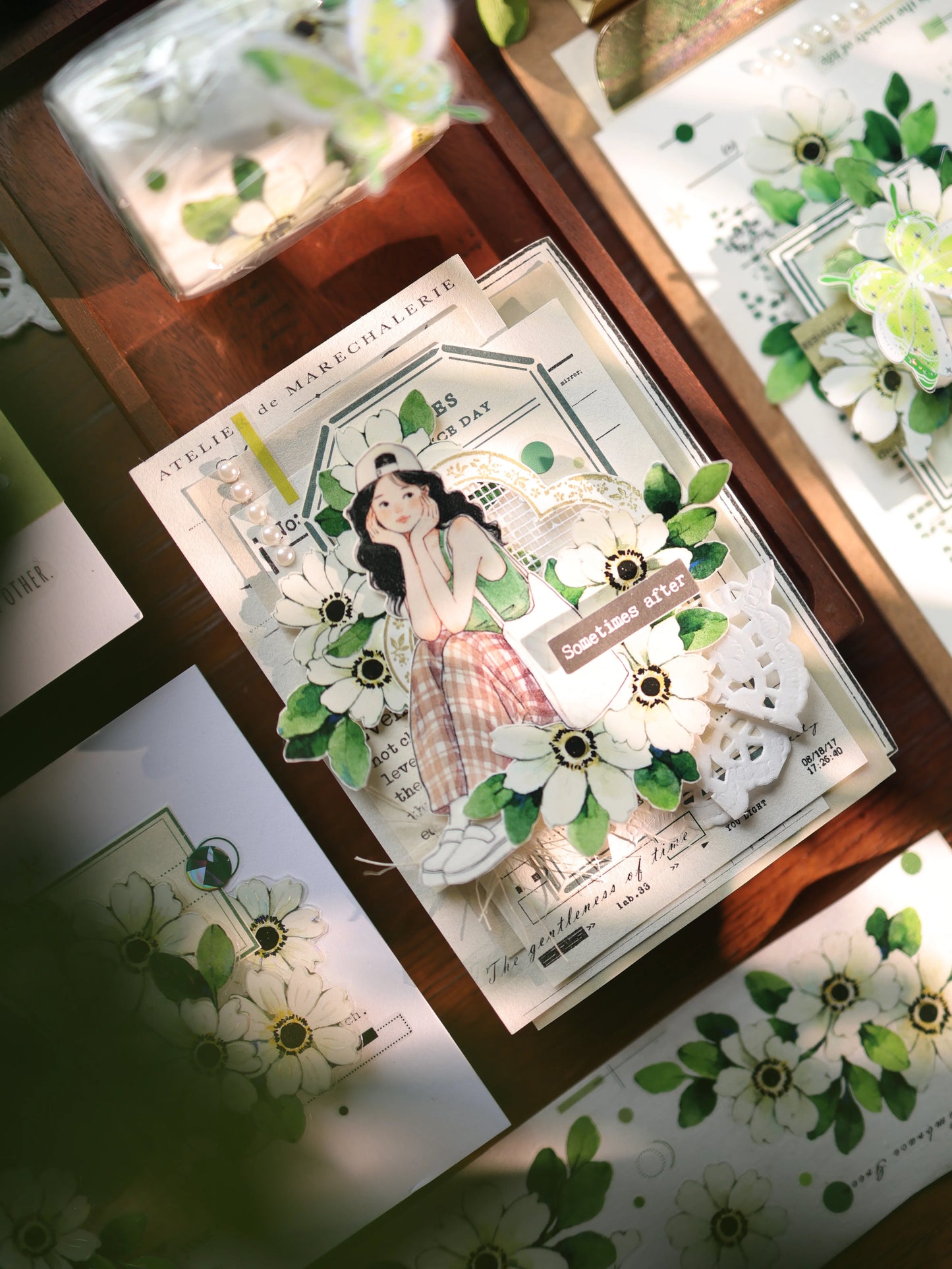 YiEr Vol17【Spring Field Green Letter】Kiss-cut Floral Washi Tape and PET Stickers