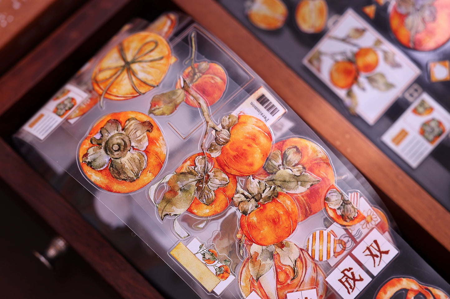 XiaoBaiJia【Winter Persimmon】Light Retro Orginal Design Washi Pet Tape Landscape Stickers