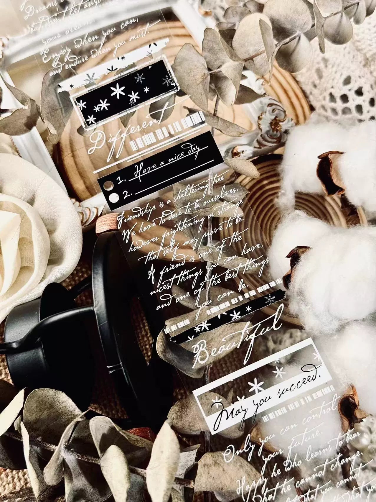 Linlanxi【 Romantic Quotes】Original Design Text Washi/Pet Tape Sticker, 5-meter-long Loop Roll