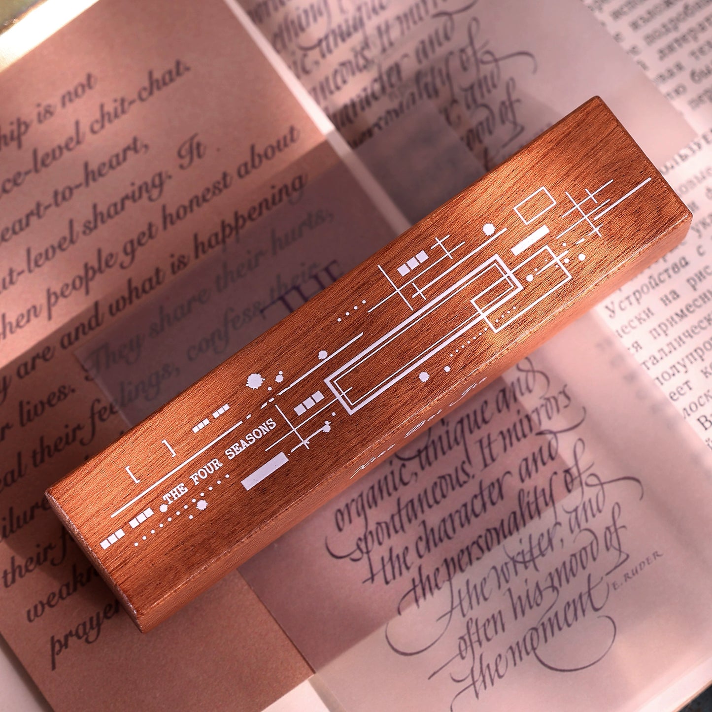 XiaoBaiJia【Basic Staggered Grid Stamp】Imported Shabili Red Rubber and Maple Wood Stamp