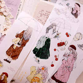 XiaoBaiJia Salt Series【Maiden Among the Flowers】Pre-cut Orginal Design Washi/Pet Tape Light Retro Stickers