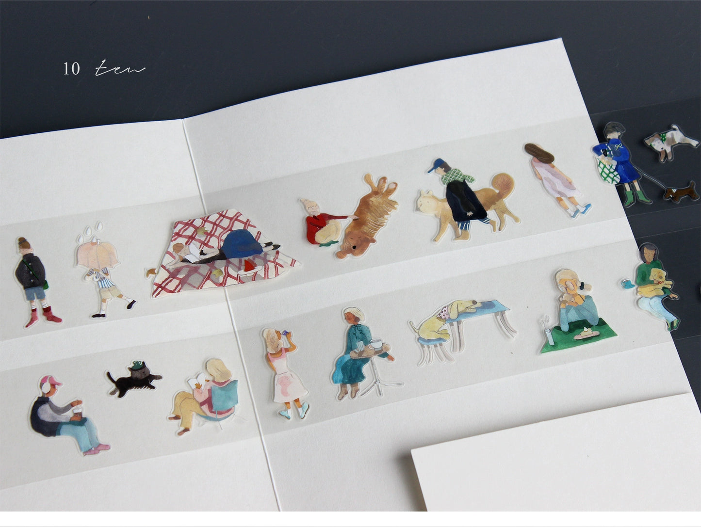 Moodtape【Walking and Drinking Coffee】Original Cute Character Washi Tape Street View Coffee Stickers