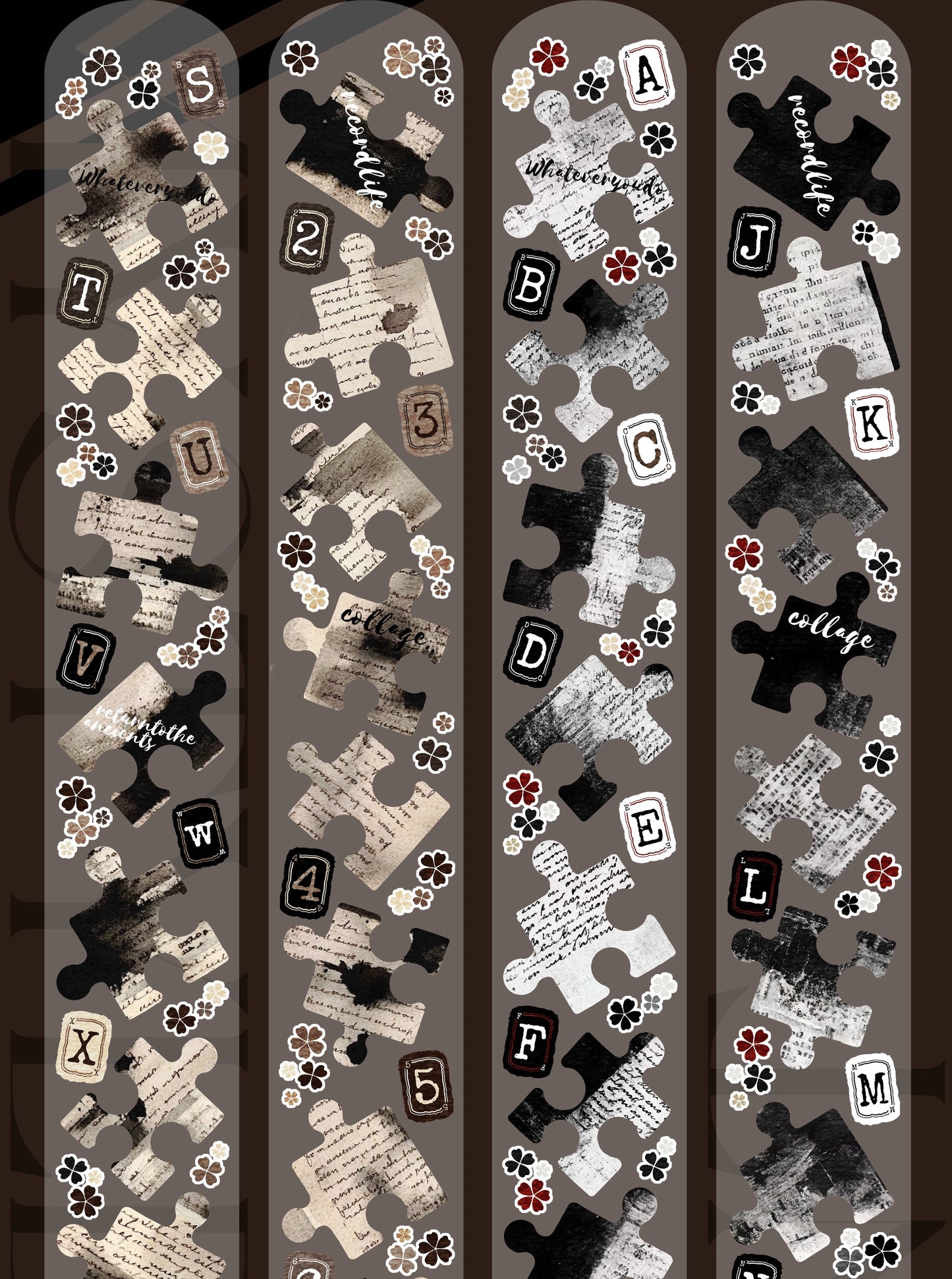 Linlanxi 【Puzzle Painting】Original  Pre-cut Washi/Pet Tape,New Fashion Retro Wider English Counted Tape