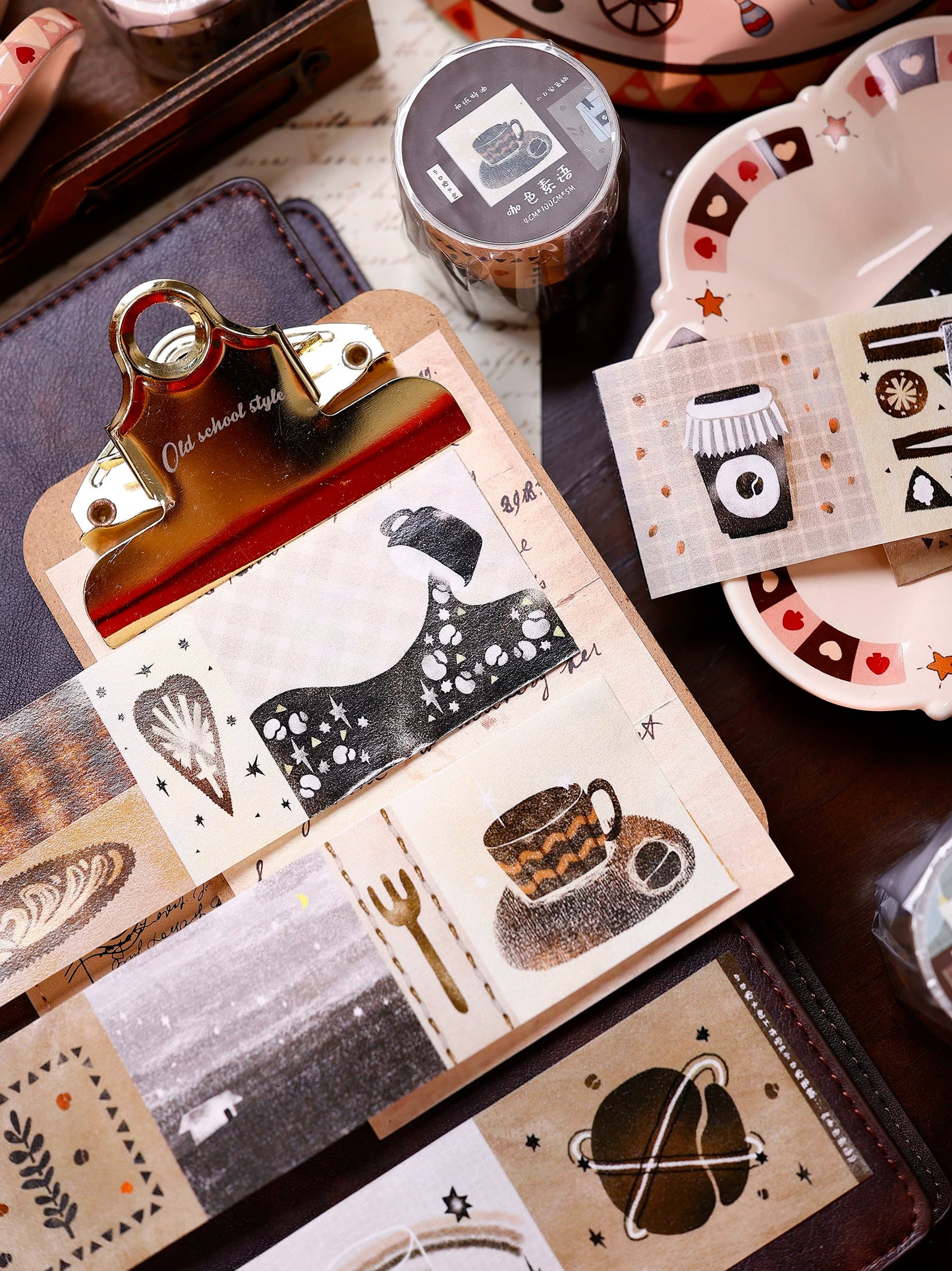 XiaoBaiJia Salt Series【Caffeine-Related Code Words】Pre-cut Orginal Design Vintage Coffee Washi/Pet Tape Light Retro Stickers
