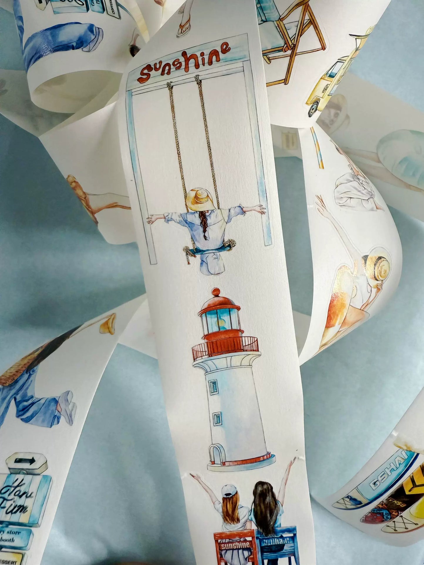 ZaoZao Vol3【Vacation】Original Design Kiss-Cut Washi PET Tape Stickers,for Scrapbook Supplies,Journaling,Junk Journal,Bullet Journal,Planner Stickers