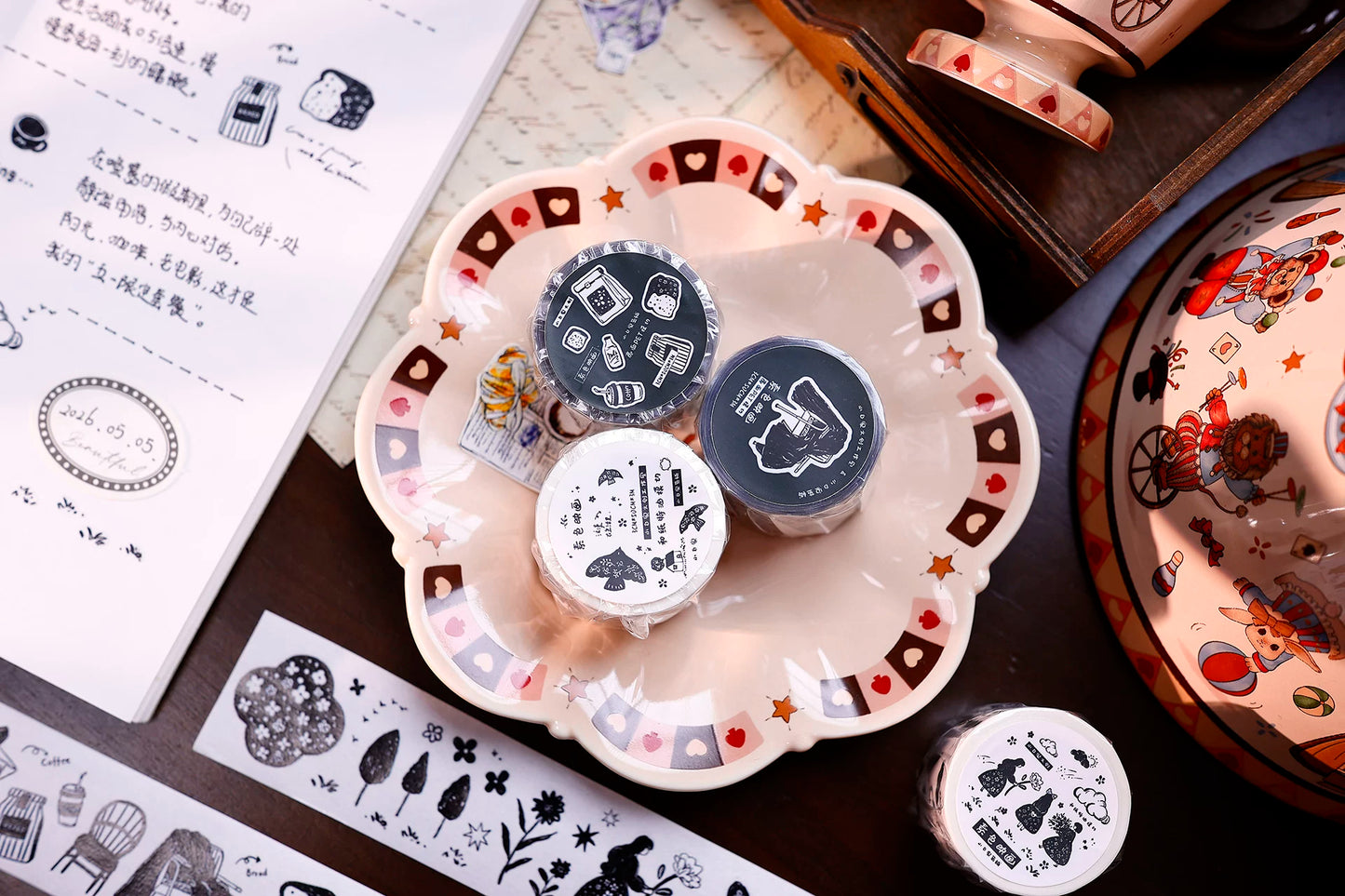 XiaoBaiJia Salt Series【Plain Color Painting】Pre-cut Orginal Design Mall Figures Embellish Washi/Pet Tape Light Retro Stickers