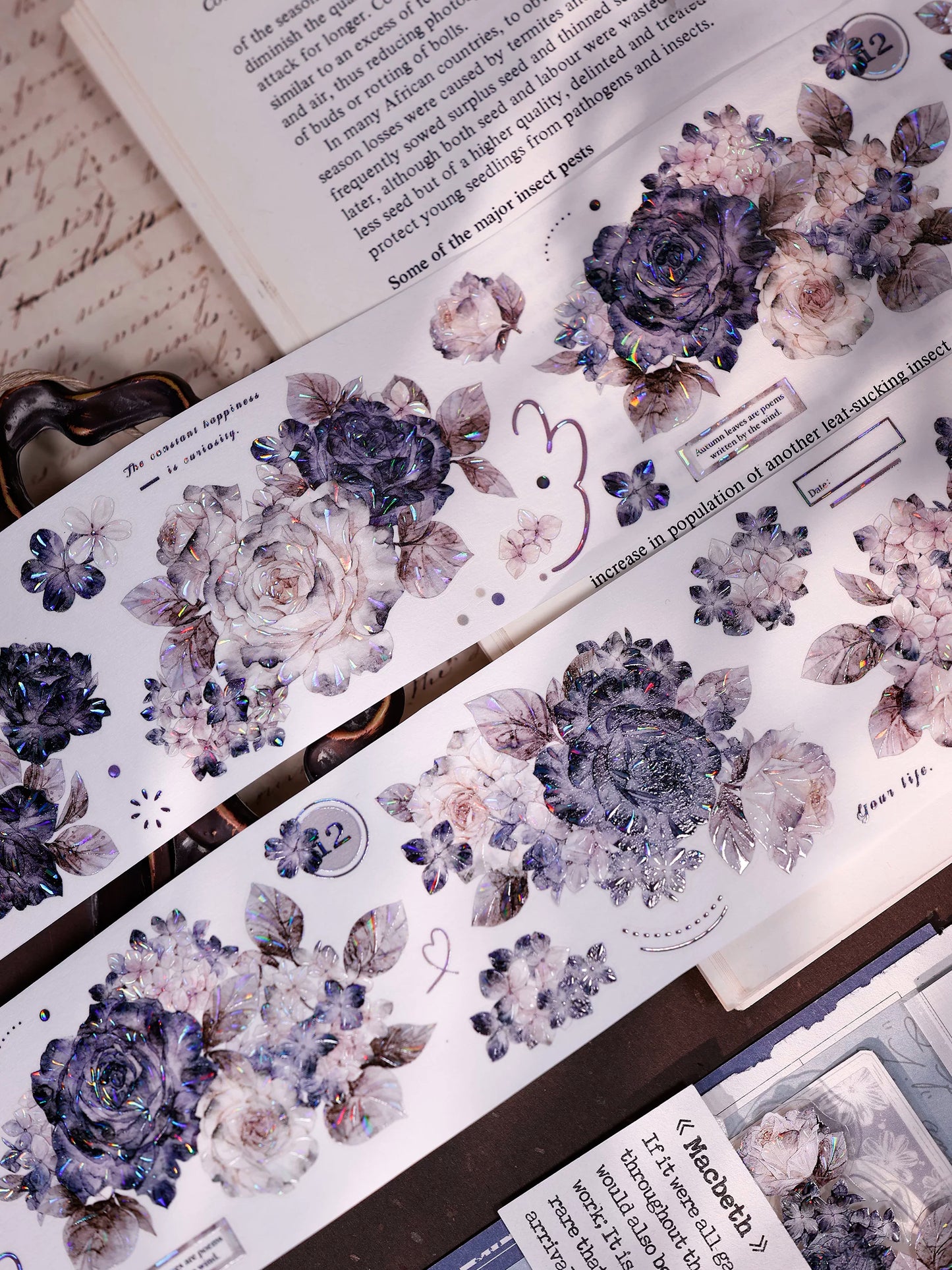 XiaoBaiJia【Cloud Ink Flower Cluster】Pre-cut Floral Orginal Design Washi Pet Tape Light Retro Stickers