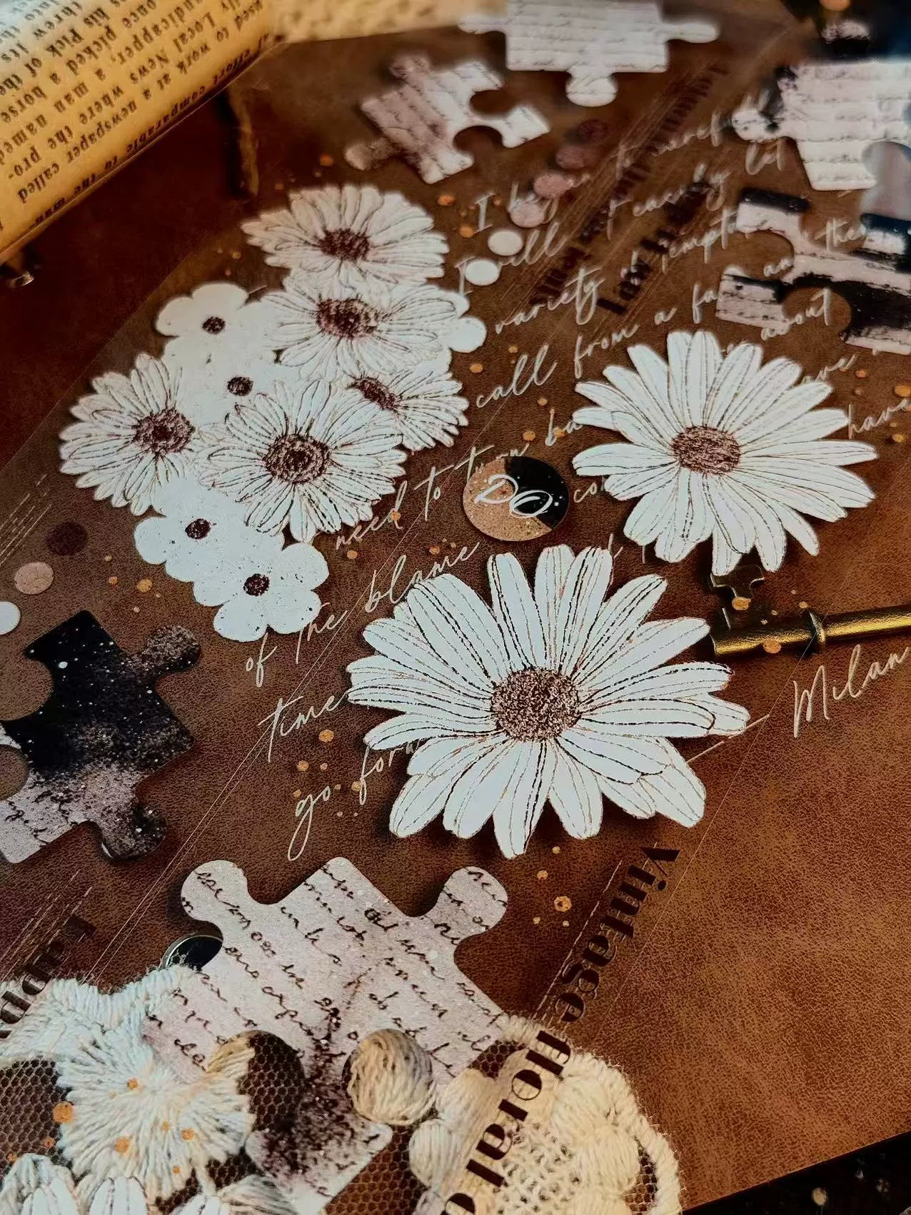 Linlanxi 【Ink Rhyme Printing Traces】Original New Product Retro Flower Puzzle Washi/Pet Tape