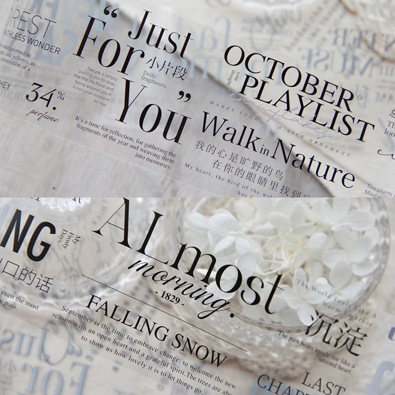 TianCheng-Vol5【Autumn and Winter】English Text Washi/PET Tape,for Scrapbook Supplies,Scrapbook Tape Stickers,Junk Journal Supplies