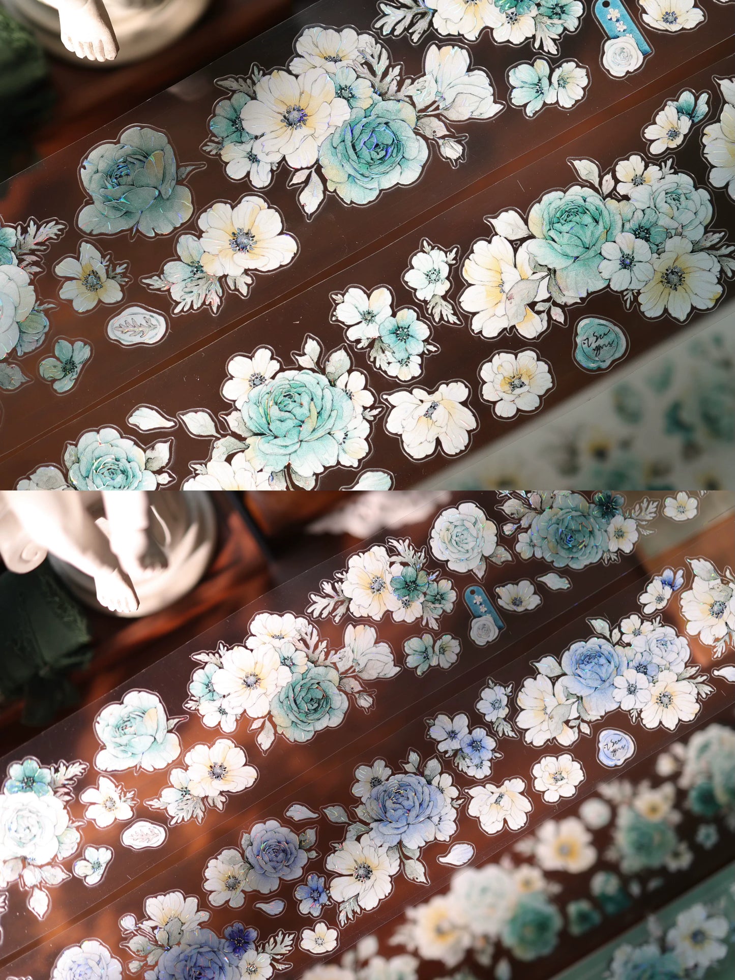 YiEr Vol17【Blue-Violet Flower】Kiss-cut Floral Washi Tape and PET Stickers