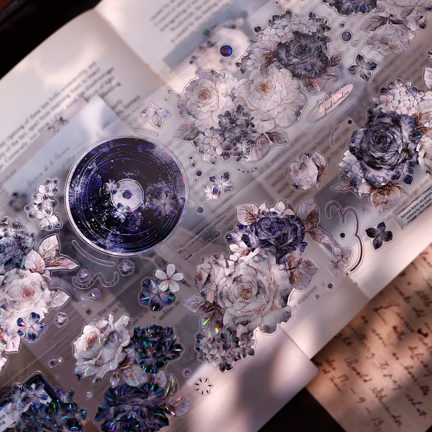XiaoBaiJia【Cloud Ink Flower Cluster】Pre-cut Floral Orginal Design Washi Pet Tape Light Retro Stickers