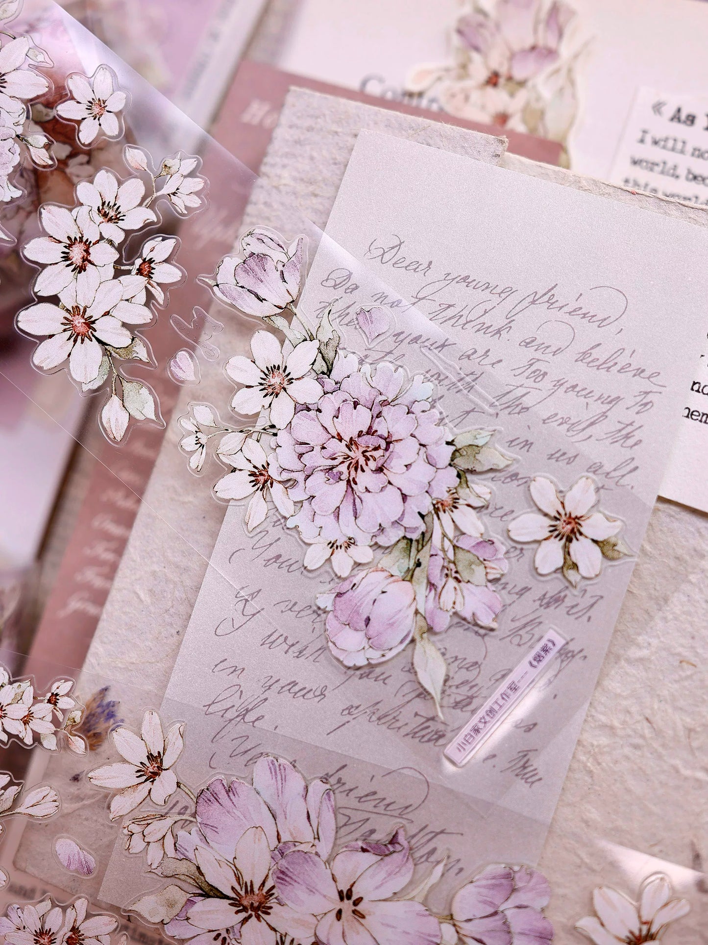 XiaoBaiJia Salt Series【Smoky Purple】Pre-cut Orginal Design Washi/Pet Tape Light Retro Stickers