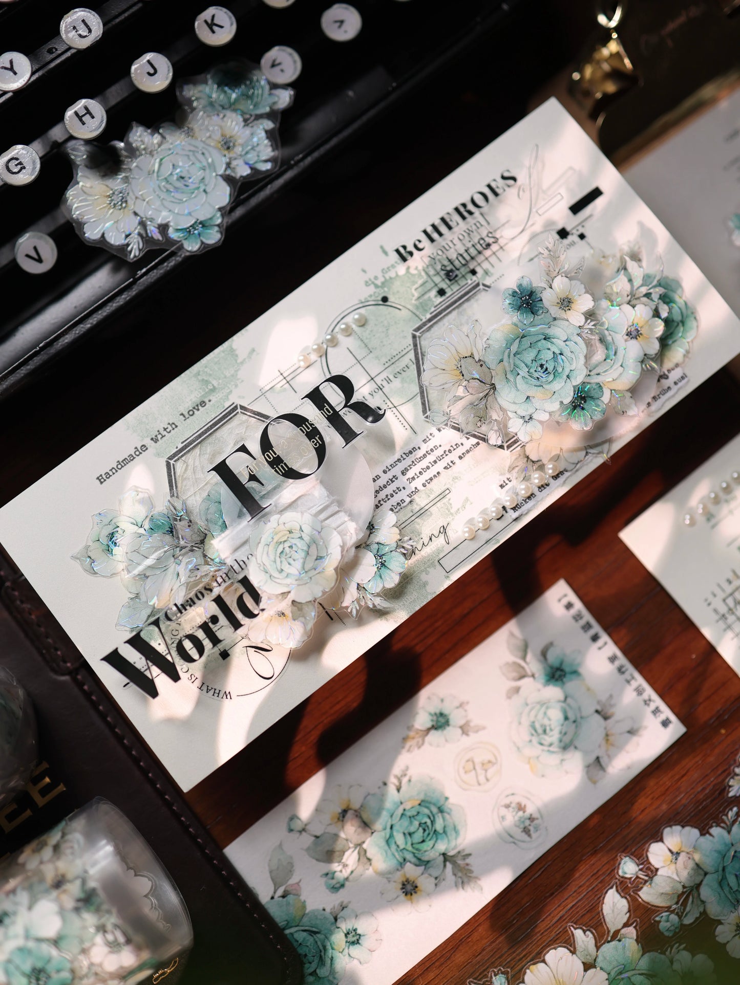 YiEr Vol17【Blue-Violet Flower】Kiss-cut Floral Washi Tape and PET Stickers
