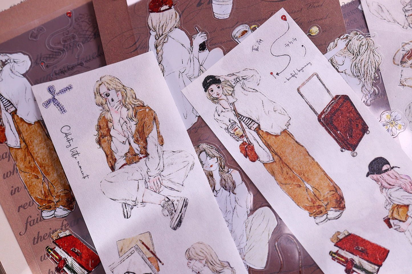 XiaoBaiJia Minimalist Style【Free Wind】Light Retro Orginal Design Washi Pet Tape Landscape Stickers