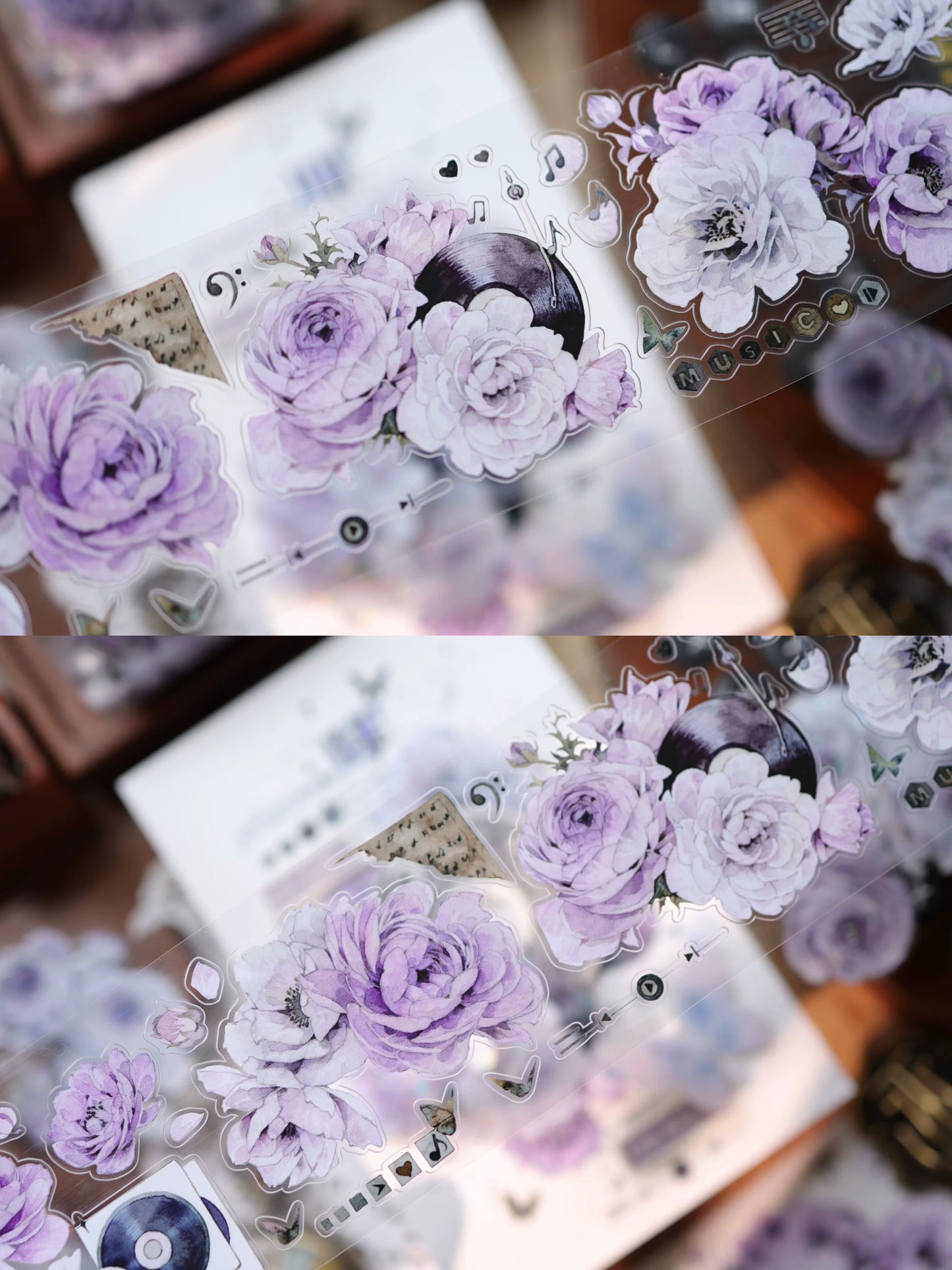 YiEr Vol17【Purple Echo】Kiss-cut Floral Washi Tape and PET Stickers