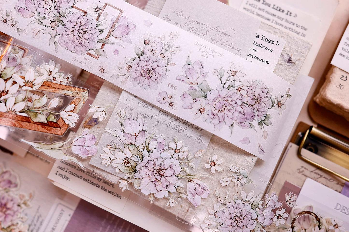 XiaoBaiJia Salt Series【Smoky Purple】Pre-cut Orginal Design Washi/Pet Tape Light Retro Stickers