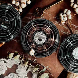 Linlanxi【Record 】 Original Retro Vintage Black Vinyl Record Background Washi/Pet Tape