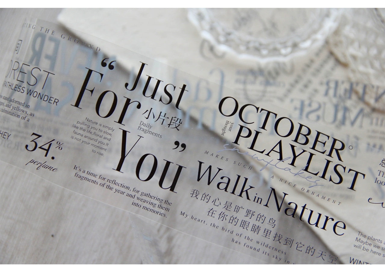 TianCheng-Vol5【Autumn and Winter】English Text Washi/PET Tape,for Scrapbook Supplies,Scrapbook Tape Stickers,Junk Journal Supplies