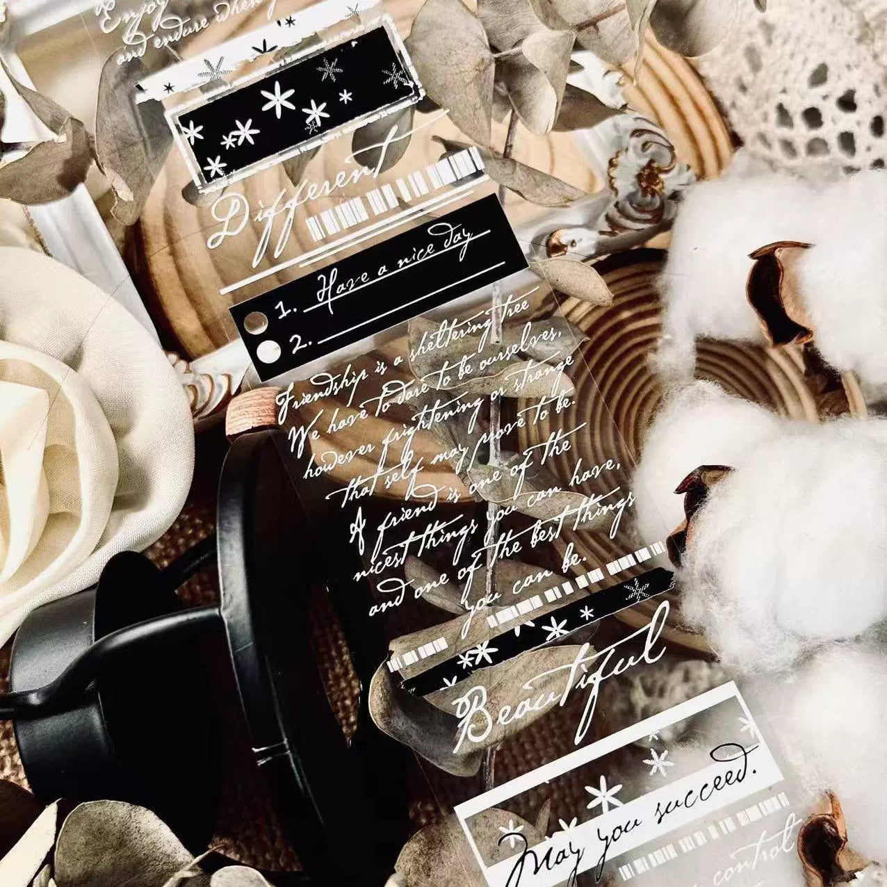 Linlanxi【 Romantic Quotes】Original Design Text Washi/Pet Tape Sticker, 5-meter-long Loop Roll